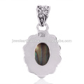 Lovely Abalone Shell Gemstone 925 Sterling Silver Pendant Jewelry